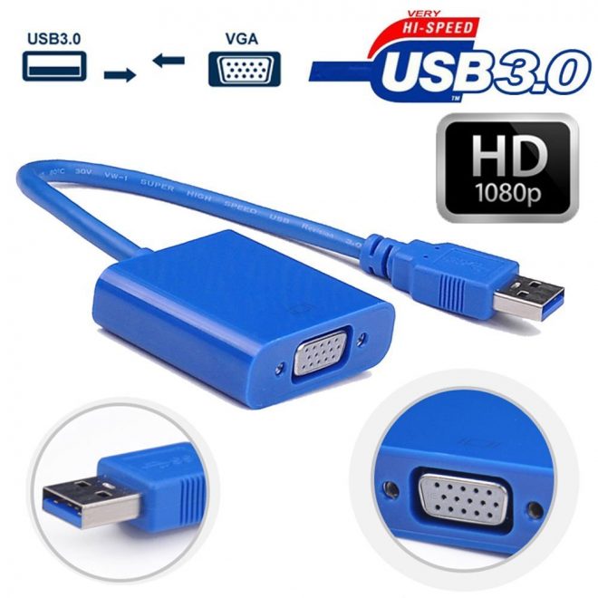 USB 3.0 to VGA Adapter Multi-display Video Converter for PC Laptop Windows 10 8.1 8 7 XP
